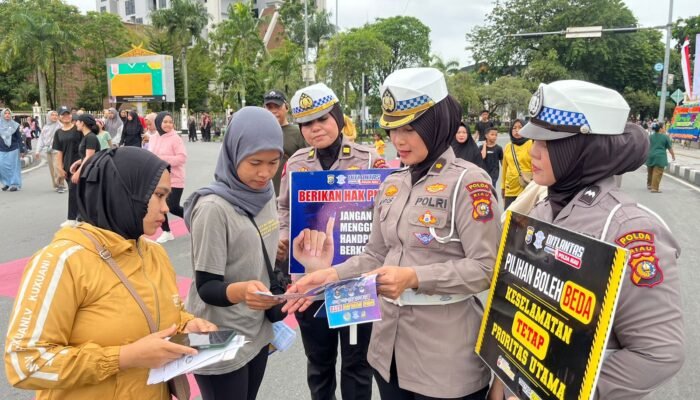 Ditlantas Polda Riau Kampanyekan Keselamatan dan Pilkada Damai di Area CFD Pekanbaru