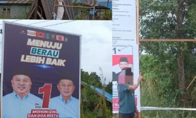APK Calon Bupati Dan Wakil Bupati Berau Nomor Urut 01 Dirusak Oknum Tak Bertanggung Jawab