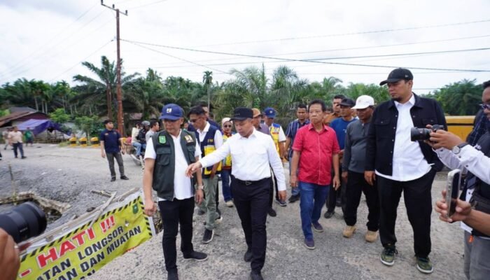 Perbaikan Jembatan Sekayan Deras Segera Dimulai, Gubernur Riau Tinjau Lokasi