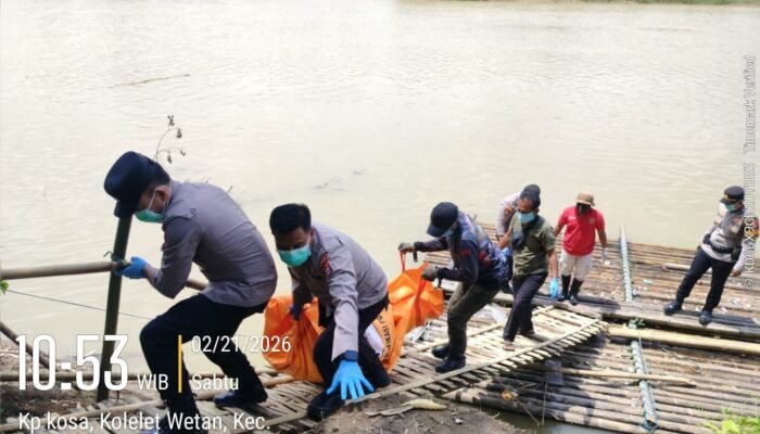 Polsek Rangkasbitung Polres Lebak Datangi TKP Penemuan Mayat di Sungai Ciujung di Desa Kolelet Wetan