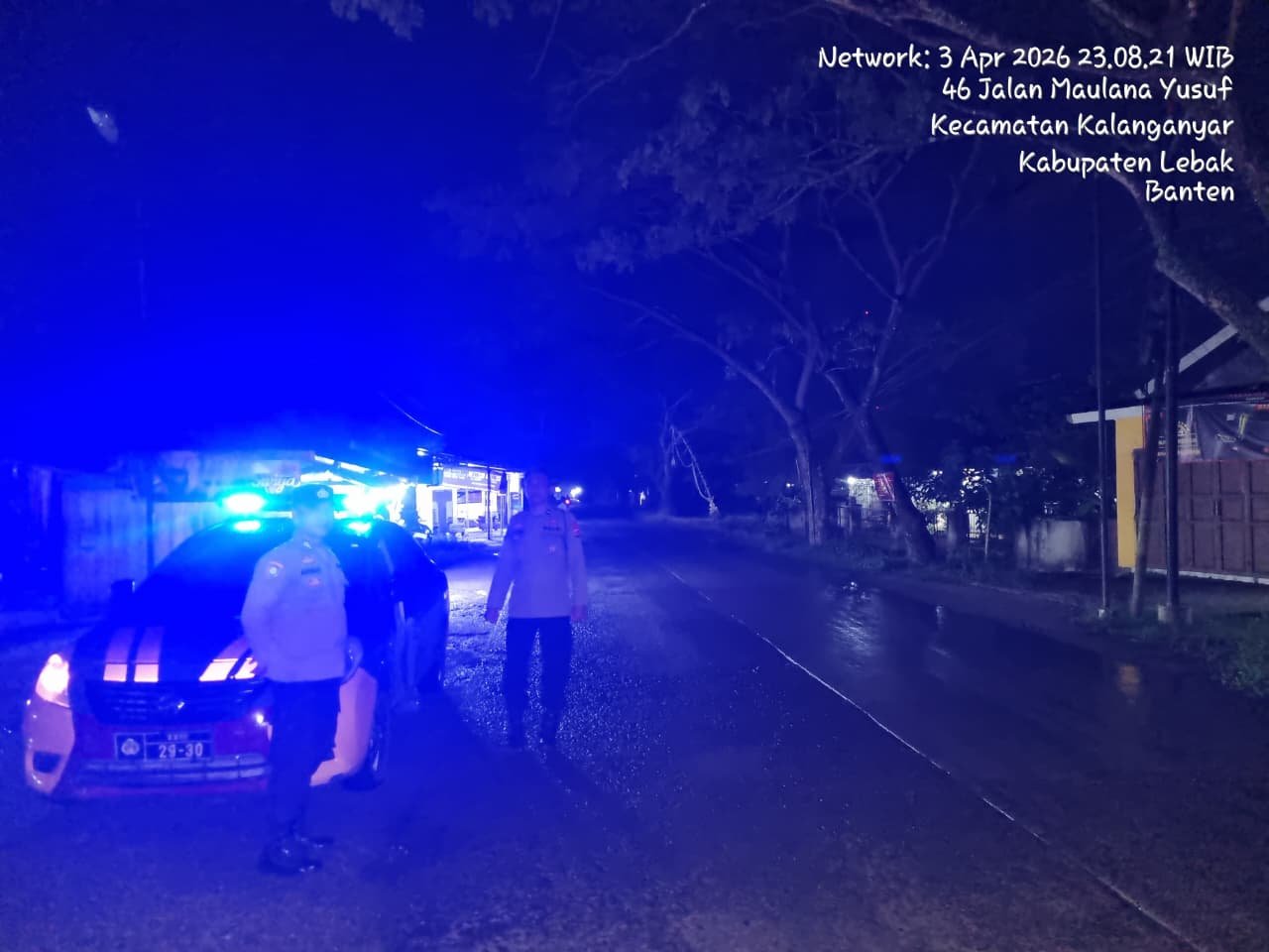Anggota Piket Polsek Rangkasbitung Polres Lebak Patroli Mobile Cegah C3 di Jalan TB.Hasan