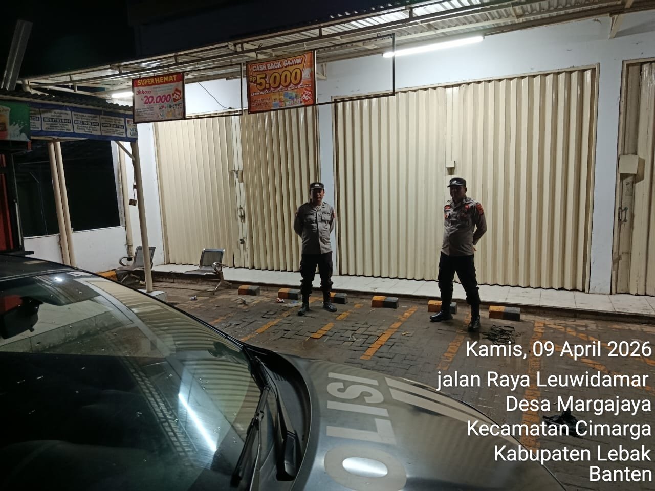 Wujudkan Rasa Aman , Anggota Polsek Cimarga Polres Lebak Laksanakan Patroli Malam Hari