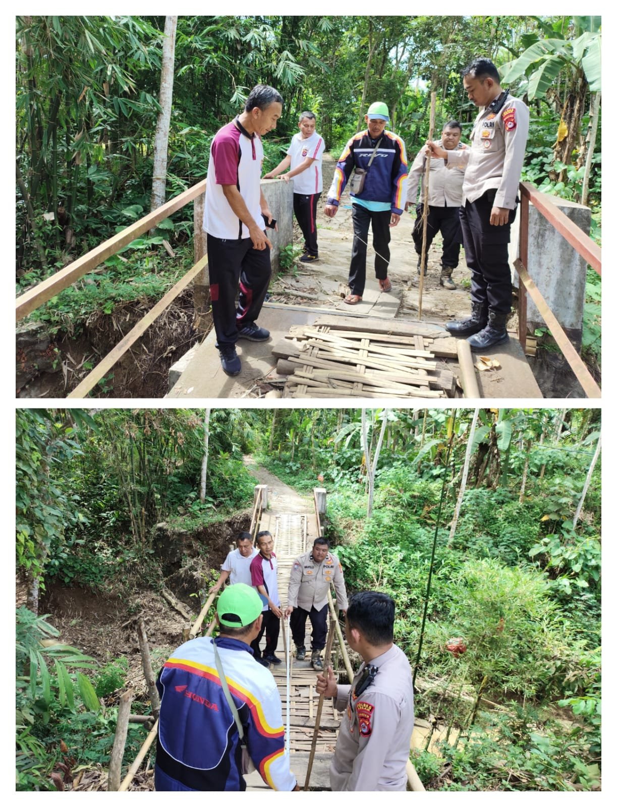 Kapolsek Rangkasbitung Dampingi Kabag Logistik Polres Lebak Cek Fisik Jembatan Cikaduen Yang Akan di Bangun