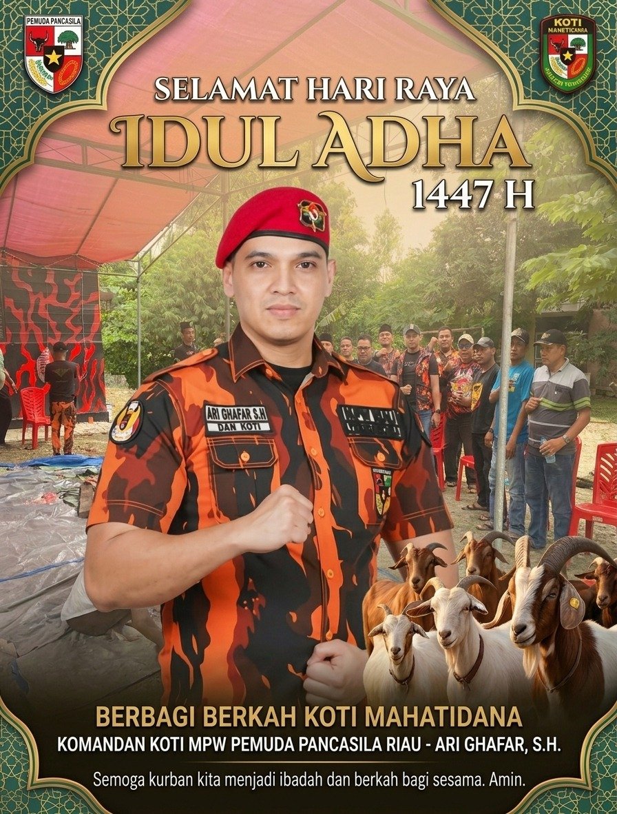 Rayakan Hari Raya Idul Adha 1447 H, KOTI Mahatidana Pemuda Pancasila Riau Sembelih 6 Ekor Kambing Kurban