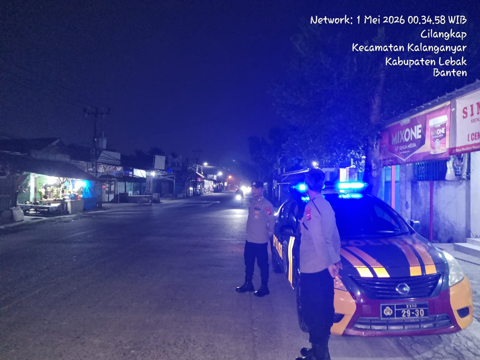 Anggota Polsek Rangkasbitung Polres Lebak Patroli Bluelight Di Jalan Cempa, Cegah C3 dan Balapan Liar