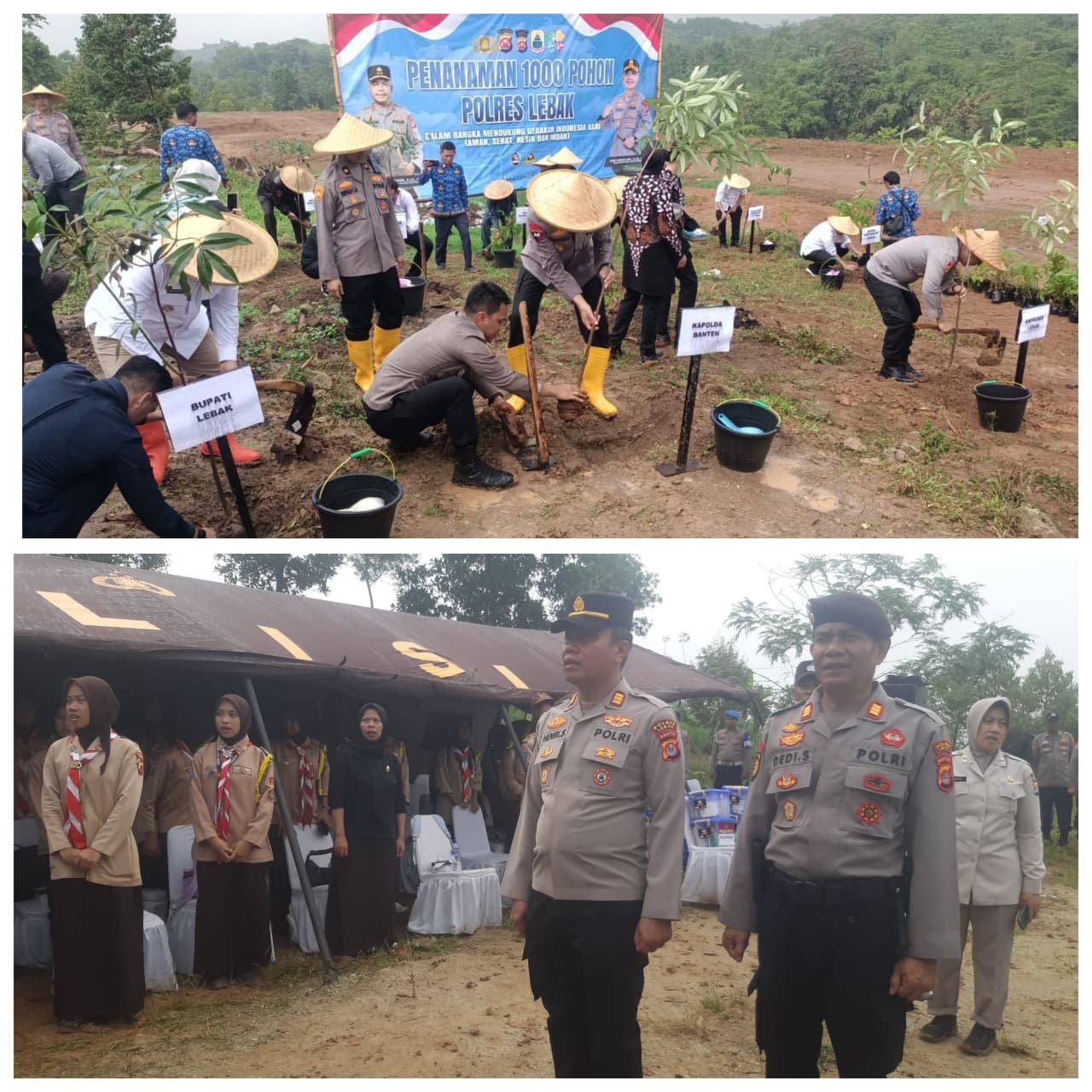 Kapolsek Rangkasbitung Polres Lebak Menghadiri Penanaman 1000 Pohon Bersama Kapolda Banten di Desa Sangiang Tanjung