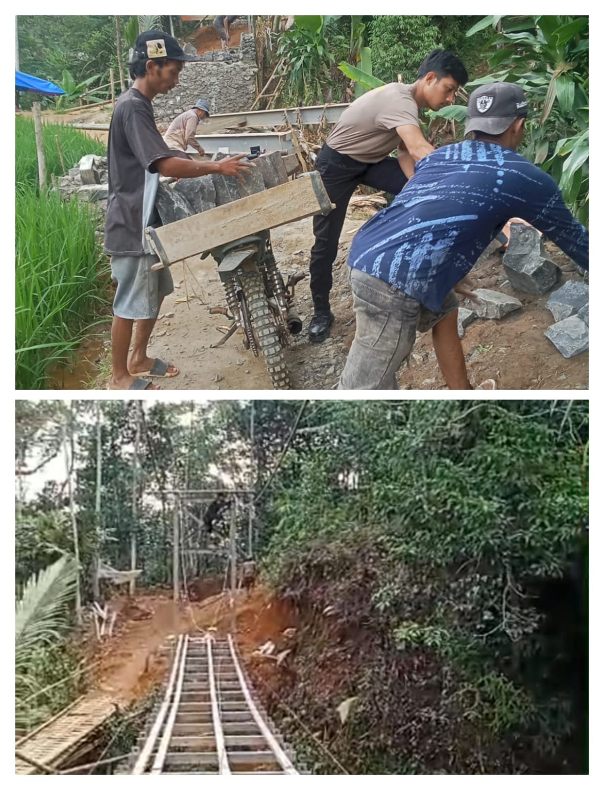 Polri Hadir Membangun Jembatan Gantung Merah Putih Presisi Bersama Warga di Kec. Cigemblong Kab.Lebak