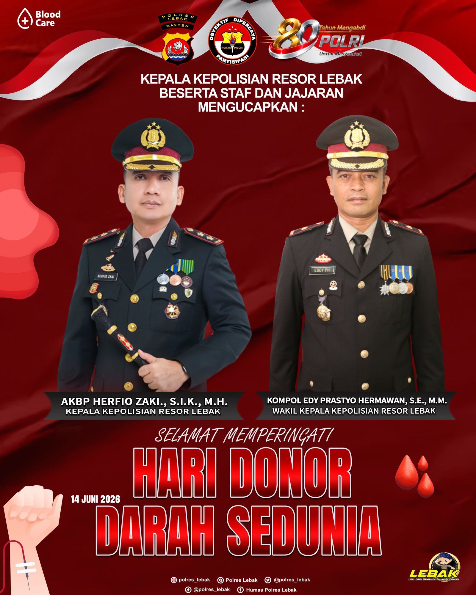 Polres Lebak Peringati Hari Donor Darah Sedunia 2026, Ajak Masyarakat Tingkatkan Kepedulian Kemanusiaan