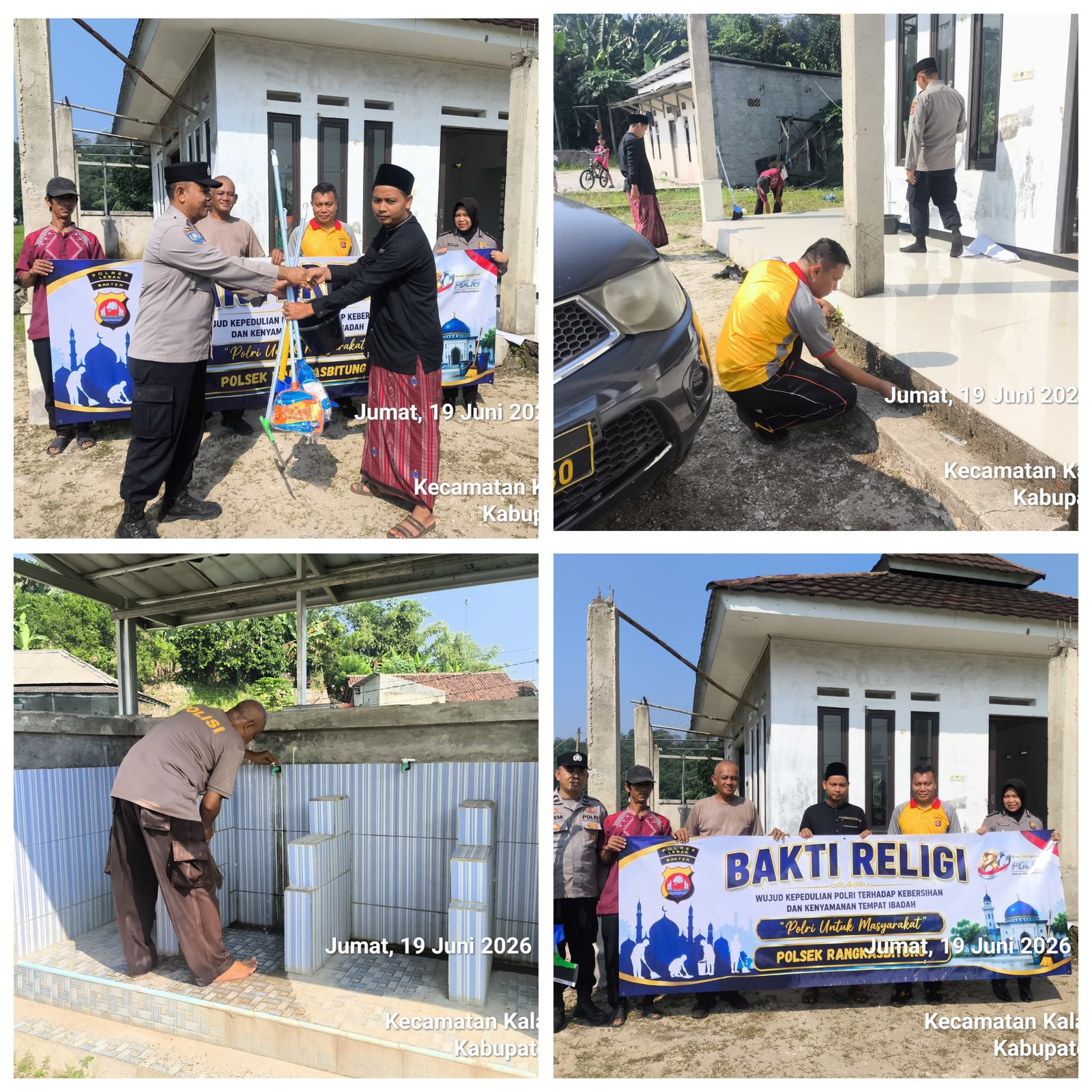 Sambut HUT Bhayangkara ke-80, Polsek Rangkasbitung Polres Lebak Gelar Bakti Religi Serahkan Peralatan Kebersihan Kepada DKM Mushola Al-Hidayah
