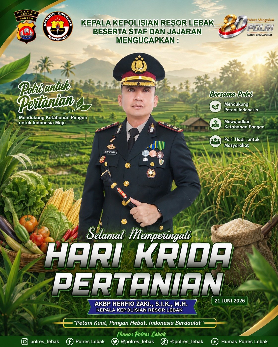 Peringati Hari Krida Pertanian 2026, Polres Lebak Tegaskan Dukungan untuk Ketahanan Pangan Nasional