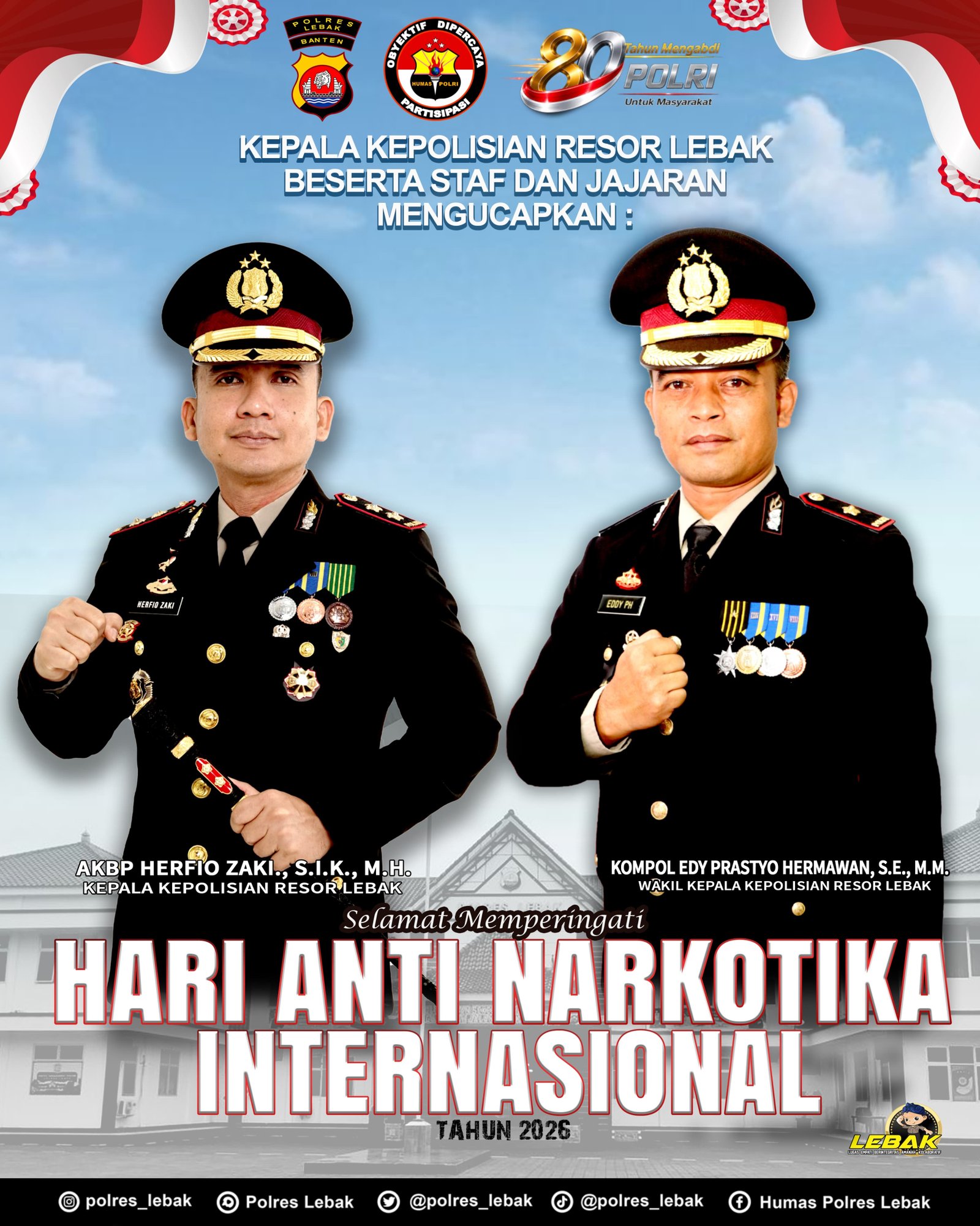Peringati Hari Anti Narkotika Internasional 2026, Kapolres Lebak Ajak Masyarakat Perangi Narkoba