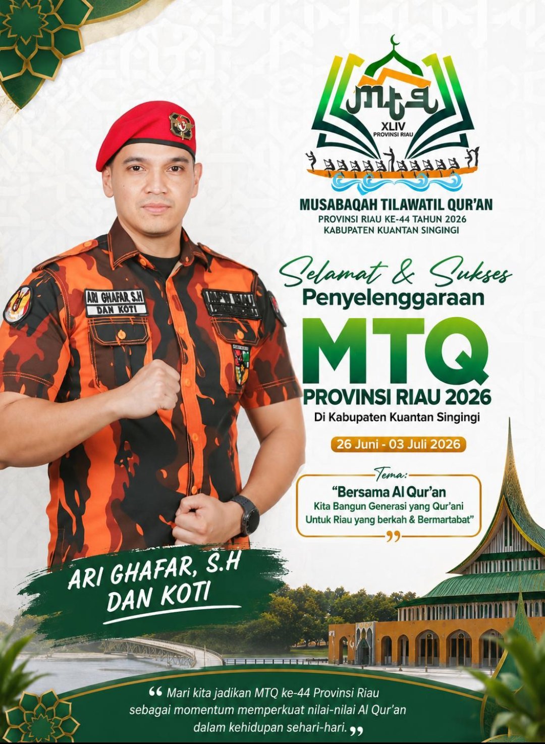 MTQ ke-44 Riau Digelar, Dankoti Dankoti MPW PP Riau Ajak Warga Jaga Kondusivitas dan Bumikan Al-Qur’an