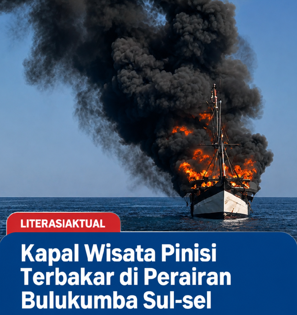 Kapal Wisata Pinisi Terbakar di Perairan Bulukumba Sulsel