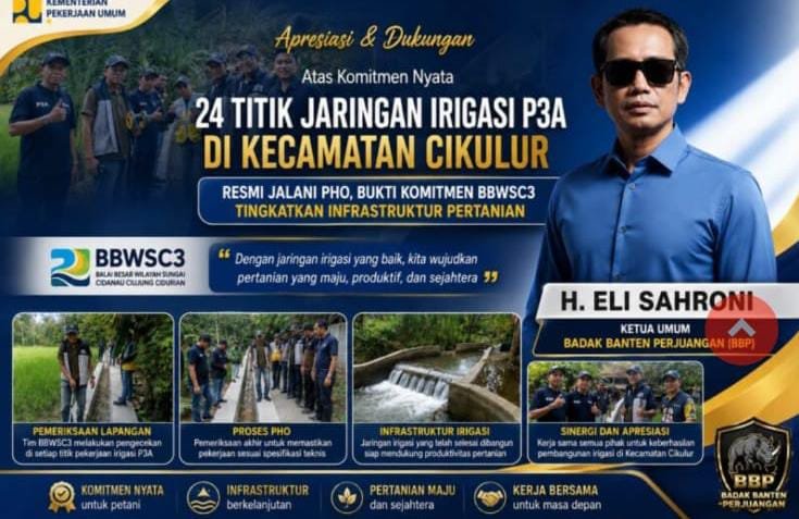 24 Titik Jaringan Irigasi P3A di Kecamatan Cikulur Resmi Jalani PHO,Bukti Komitmen BBWSC3 Tingkatkan Infrastruktur Pertanian