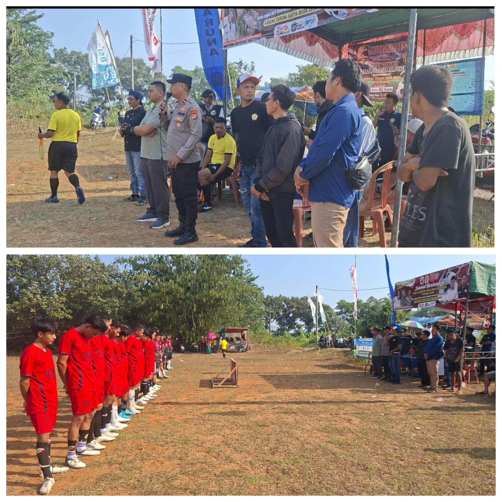 Bhabinkamtibmas Polsek Rangkasbitung Polres Lebak Hadiri Pembukaan Turnamen Sepak Bola Liga Desa Nameng Tingkat RT