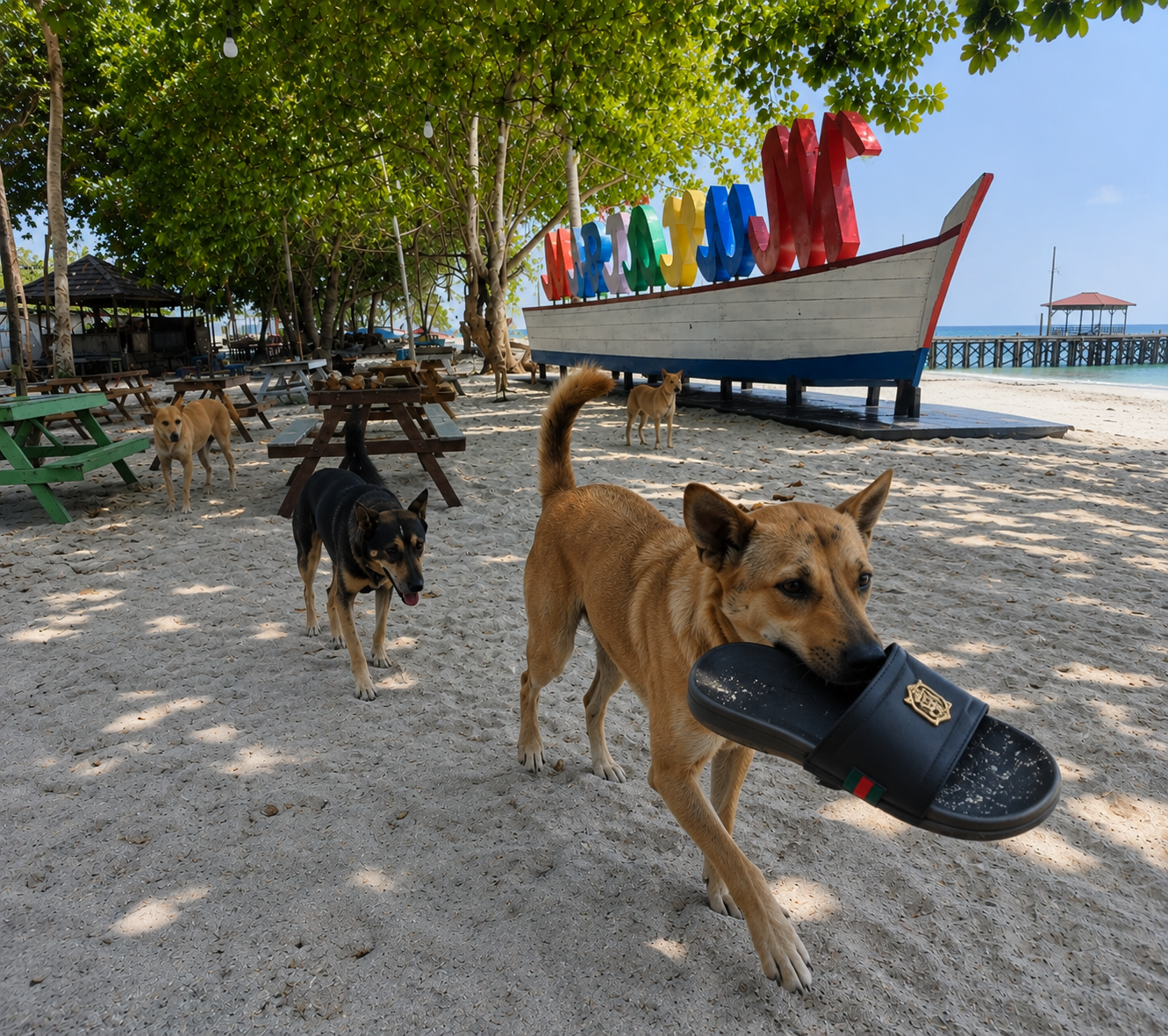 Sepatu dan Sandal Wisatawan Sering Hilang, Diduga Dibawa Kabur Anjing, Populasi Anjing di Pulau Maratua Tak Terkendali