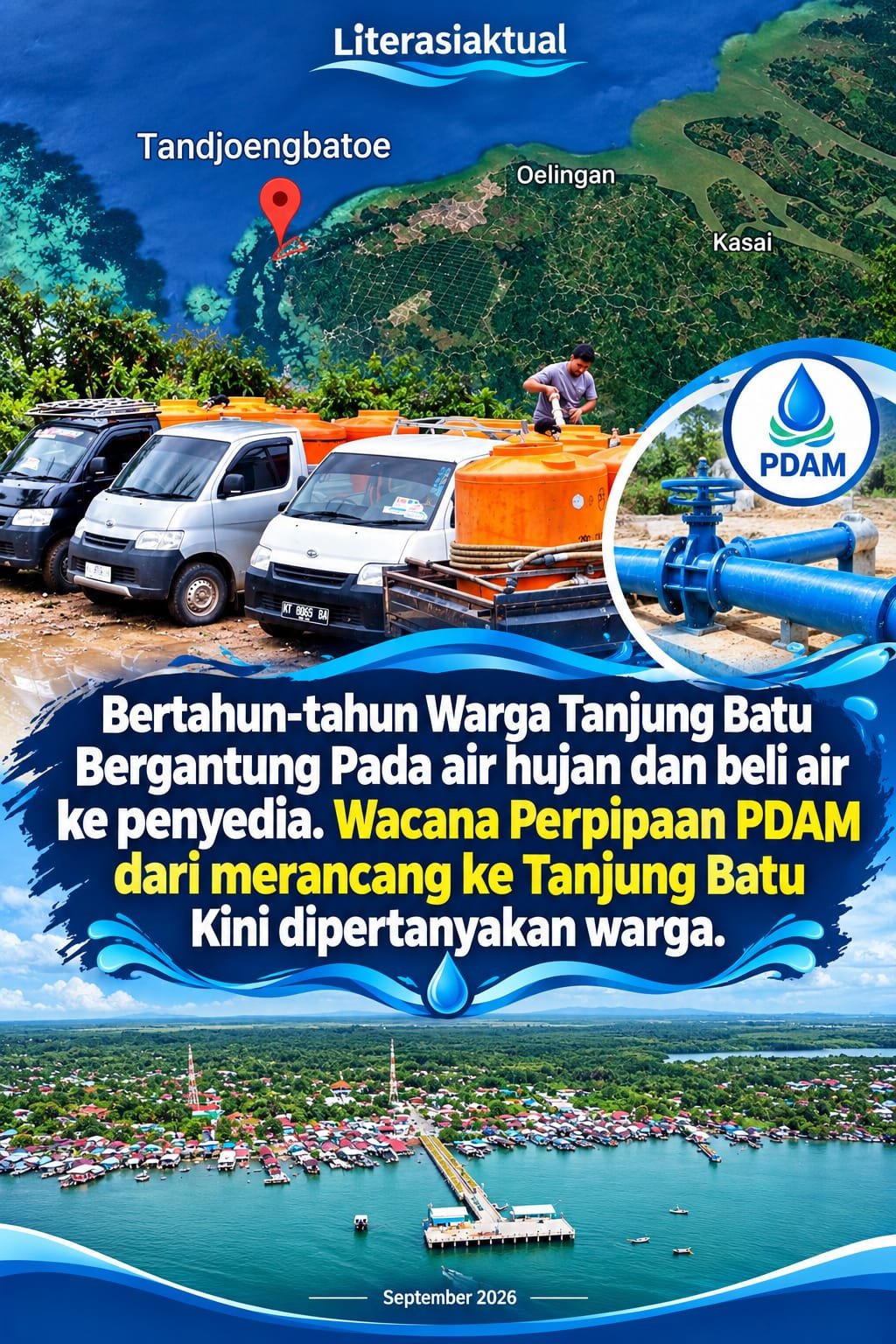 Bertahun-tahun Masyarakat Tanjung Batu Beli Air dan Tampung Air Hujan,Warga Pertanyakan Wacana  Pengairan Air PDAM dari Kampung Merancang ke Tanjung Batu
