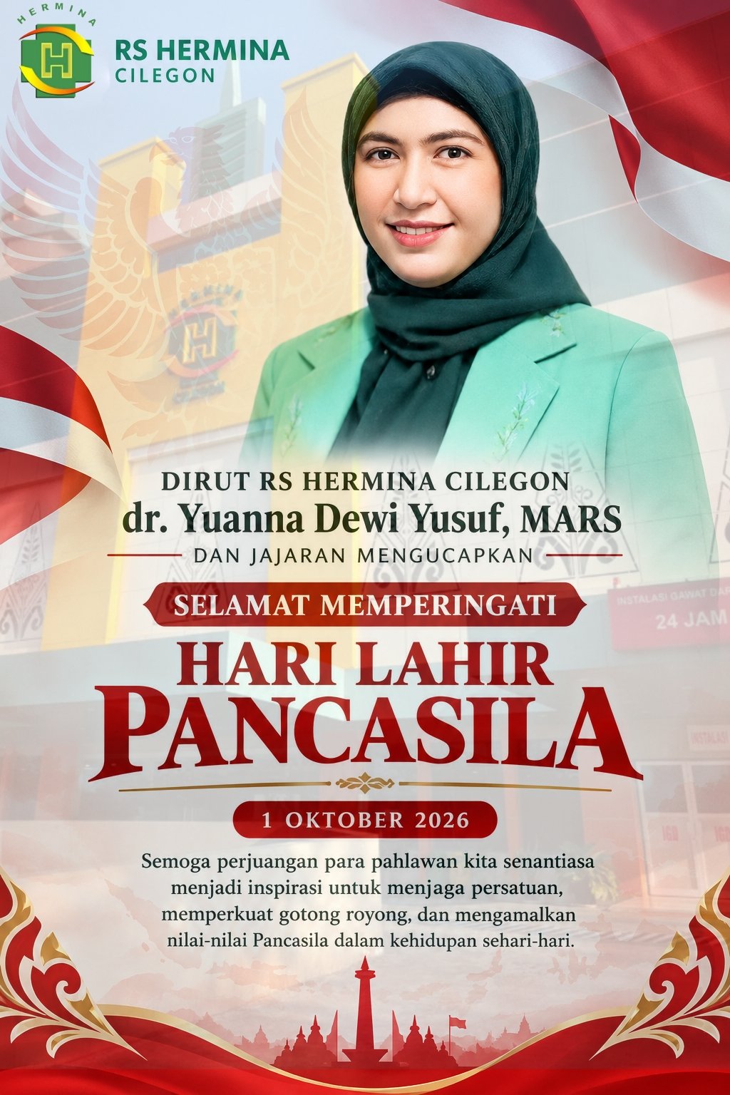 Dirut RS Hermina Cilegon dan Jajaran Sampaikan Pesan Kebangsaan di Hari Lahir Pancasila 2026