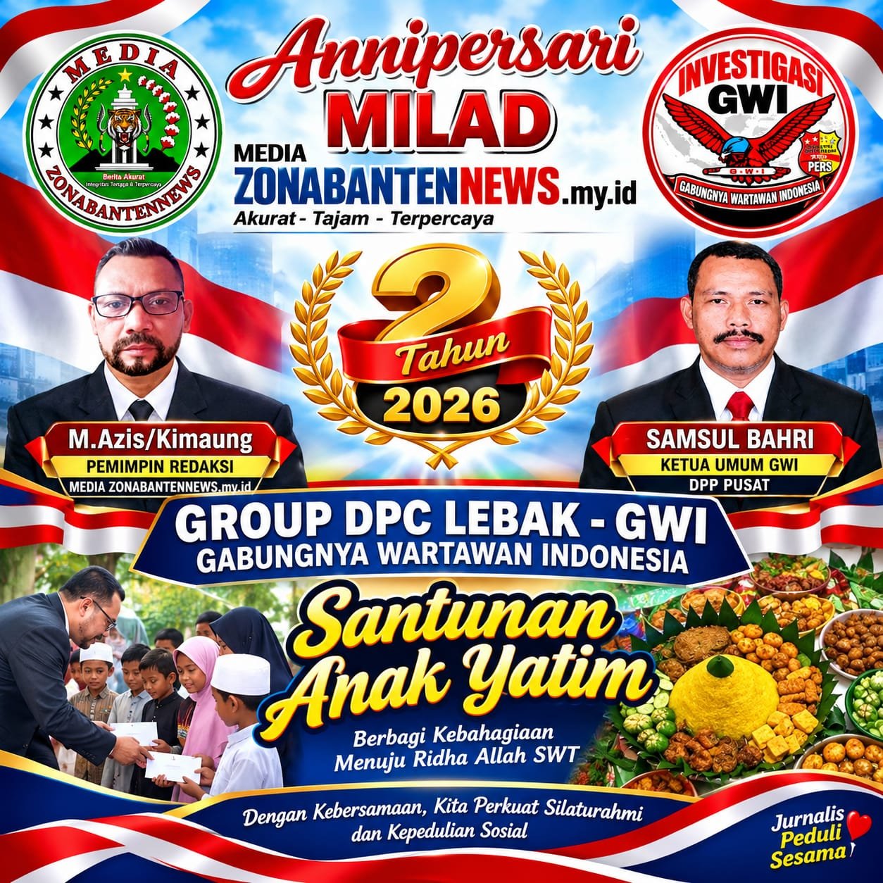 Anniversary ke-2, Media Zona Banten News dan GWI DPC Lebak Gelar Santunan Anak Yatim di Kampung Sikluk Masjid